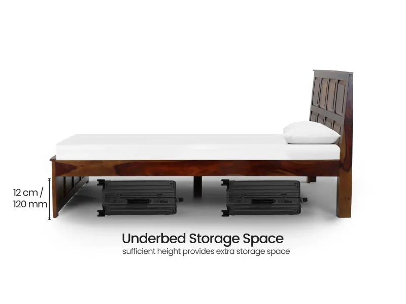 Alexa Solid Wood Queen Size Double Bed with 6 Inches Latex Foam Mattress